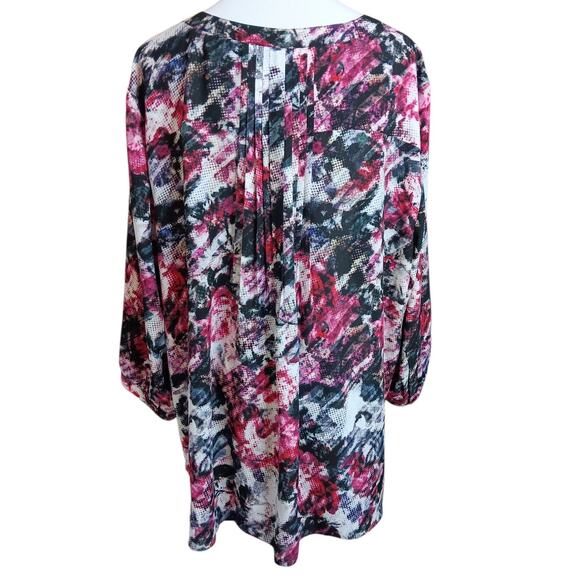 NYDJ Blouse Top 2X Floral Pleats Popover Dressy Career Office‎ Event Roses Artsy - Picture 11 of 11